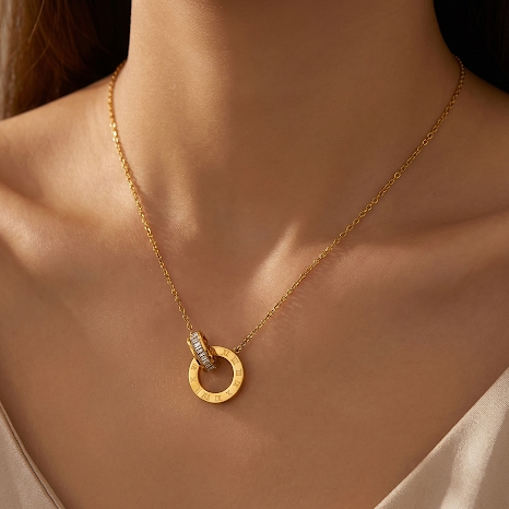Double Ring Pendant Necklace
