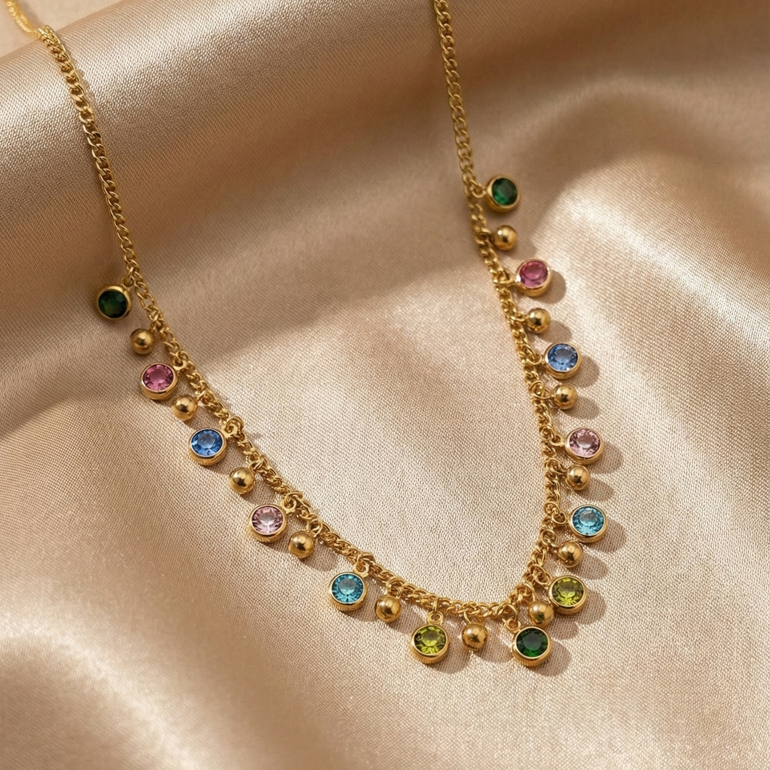 Serena Multi Gemline Necklace