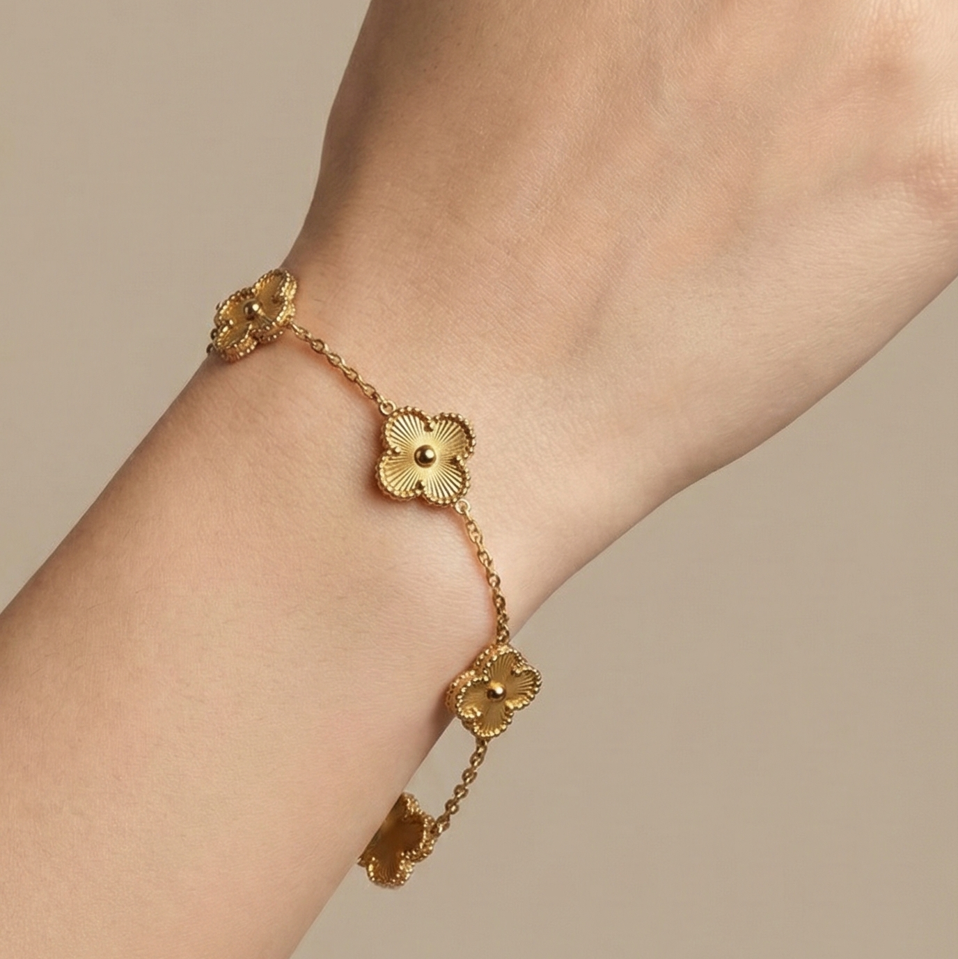 Gold Clover Charm Bracelet