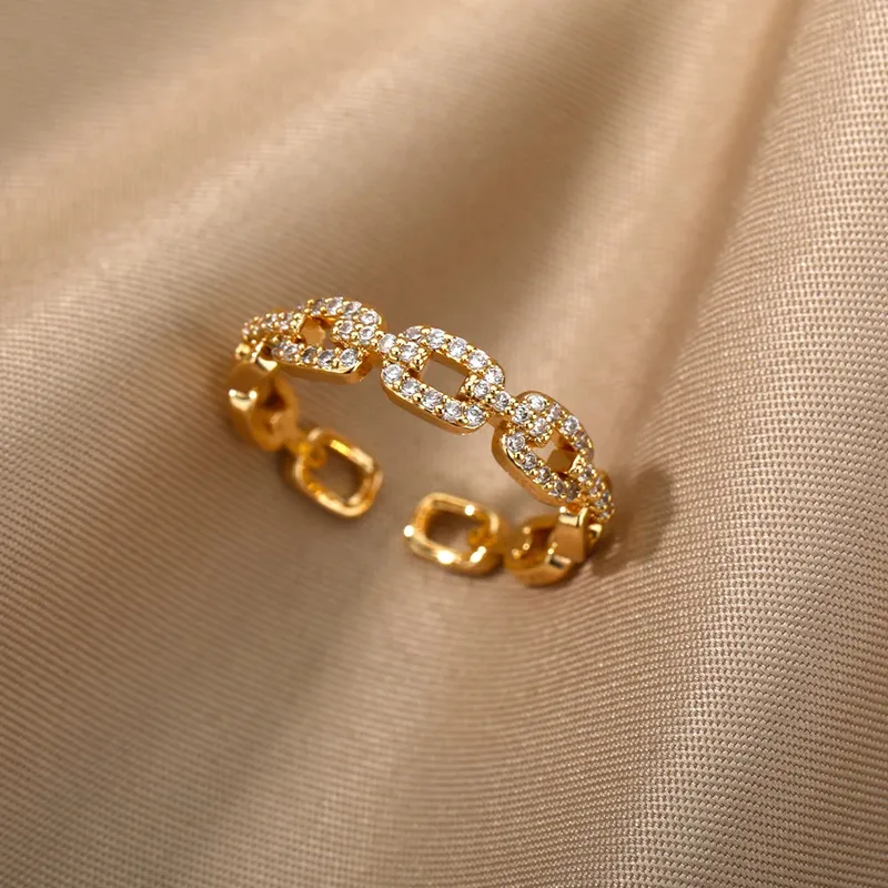 Golden Radiance Zircon Gold Adjustable Ring