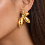 Blossom Arc Half Flower Stud Earrings – 18K Gold Plated | Eira Collections
