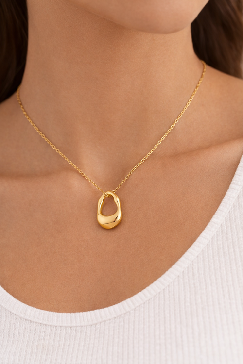 Modern Abstract 18K Gold Plated Pendant Necklace