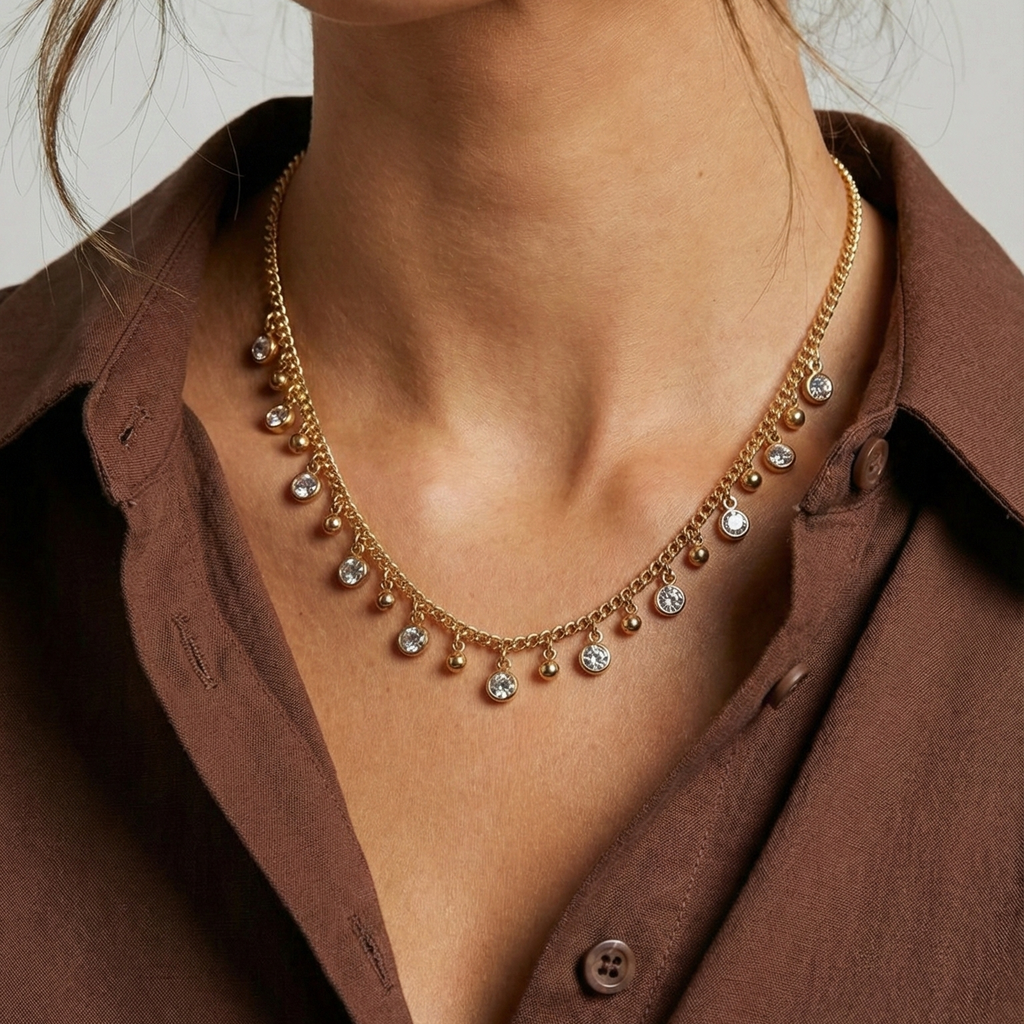 Aurelia Crystal Line Necklace