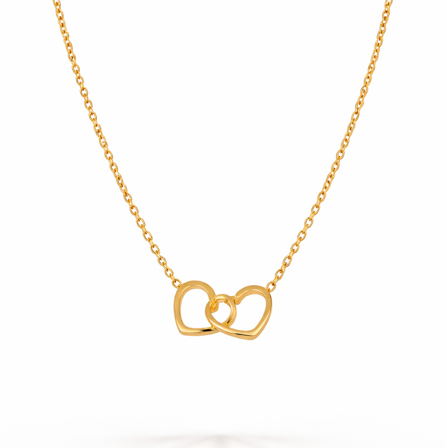 Connected Hearts Dainty Pendant Necklace – Gold Plated | Eira Collections