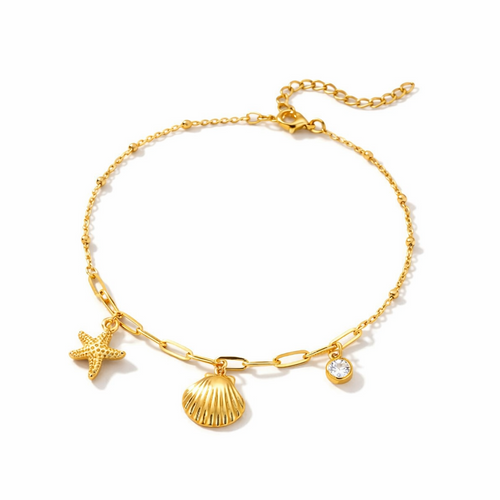 Starfish & Shell Charm Anklet