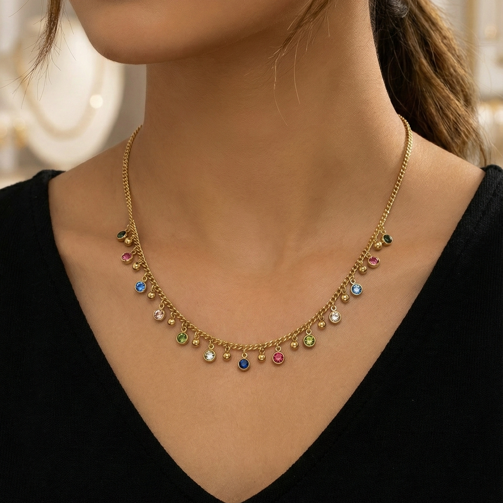 Serena Multi Gemline Necklace