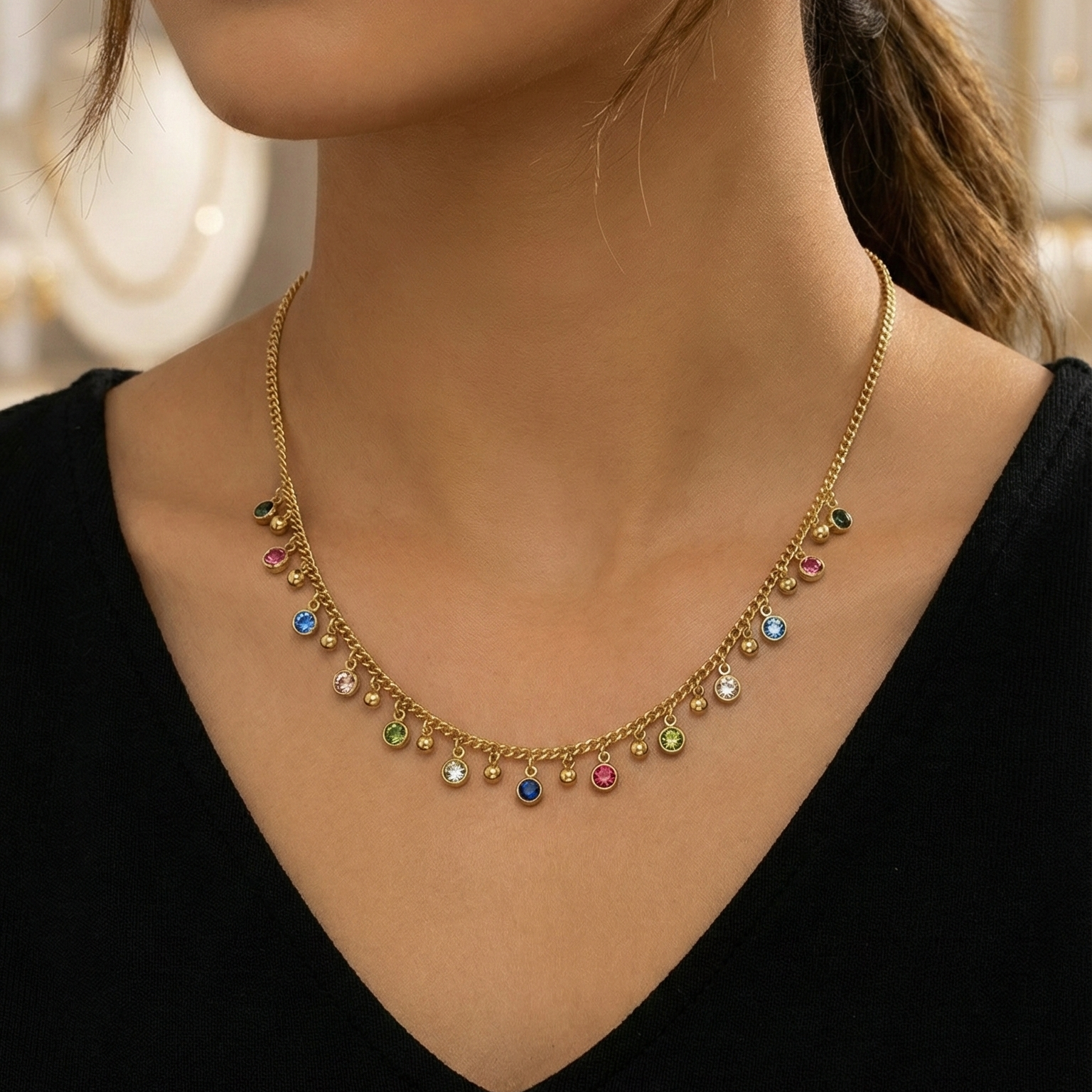 Serena Multi Gemline Necklace
