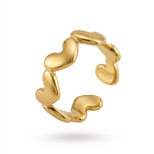 Golden Hearts 18K Gold Plated Adjustable Ring