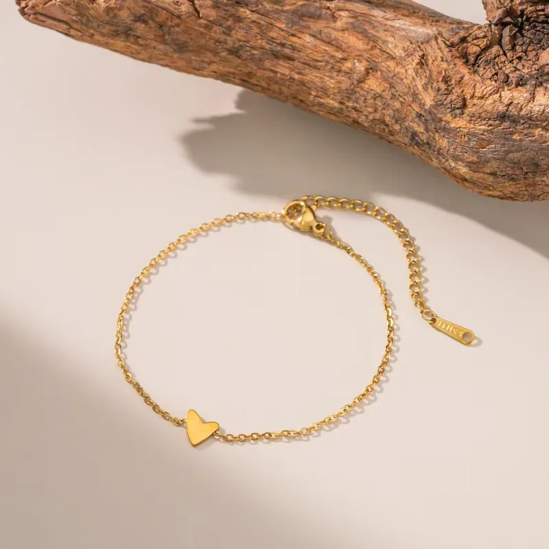 Golden Heart Charm Anklet