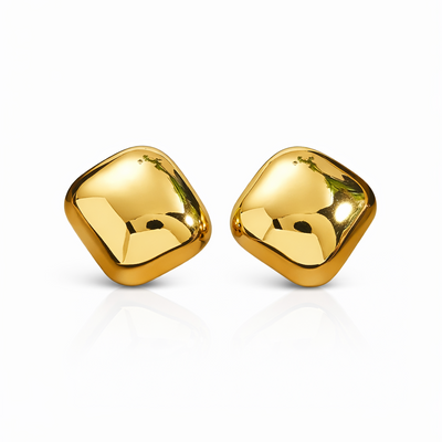 Golden Square Stud Earrings – 18K Gold Plated | Eira Collections