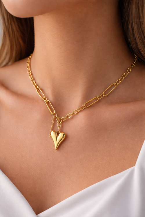 Heart Gold plated statement Necklace