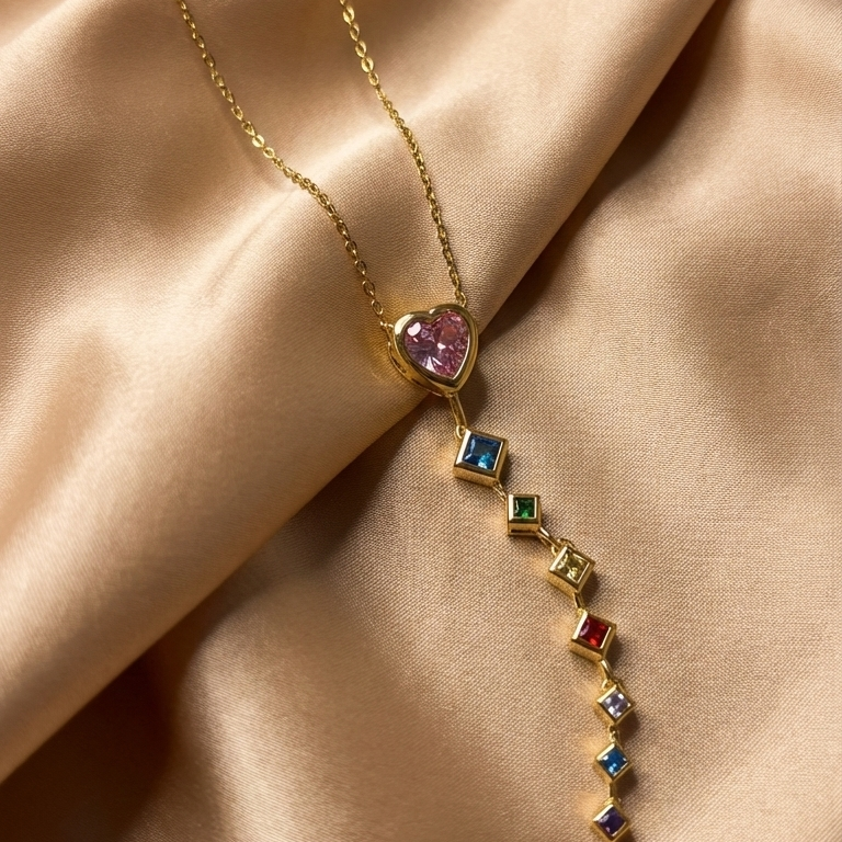 Aurora Heart Drop Necklace