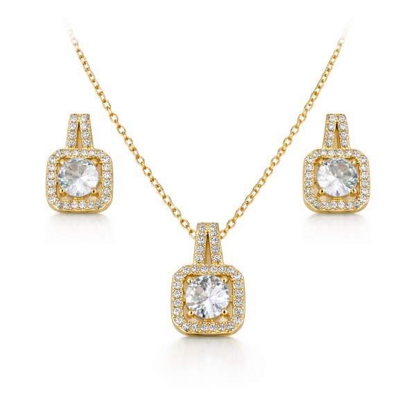 Radiant Halo Pendant Set