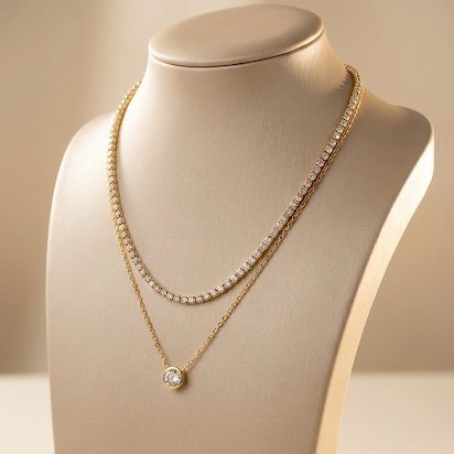 Double Drip Tennis Necklace