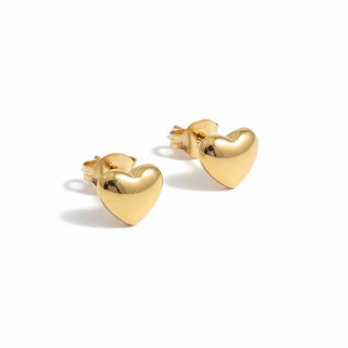 Minimal Gold Heart Studs – 18K Gold Plated | Eira Collections