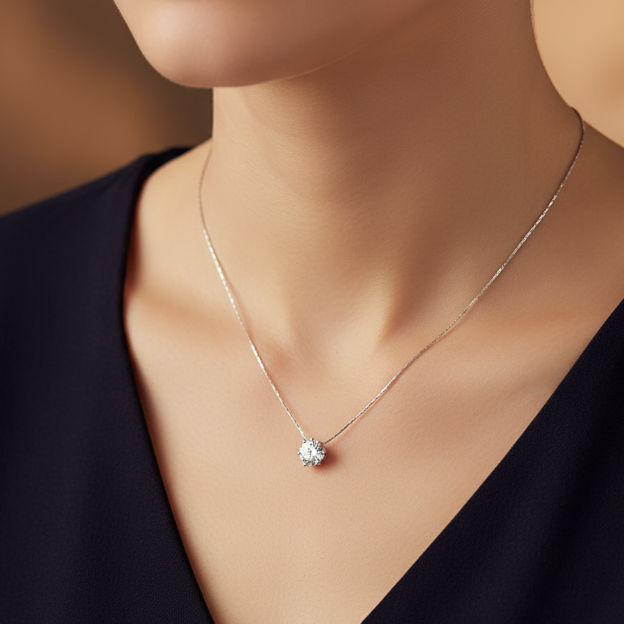 Silver Plated Minimal Round Pendant Necklace