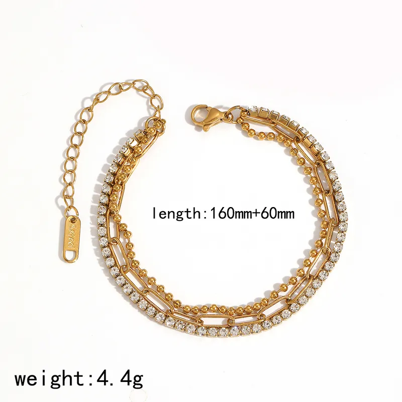 18K Gold Plated Layered Tennis Chain Bracelet