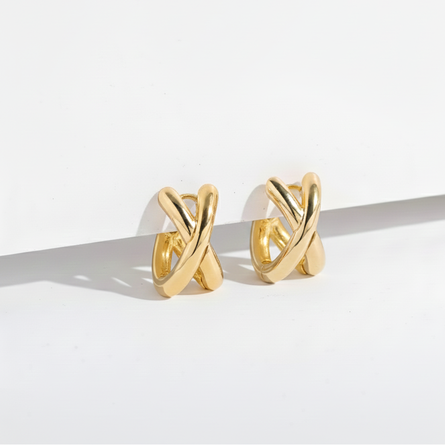Criss-Cross Huggie Hoops