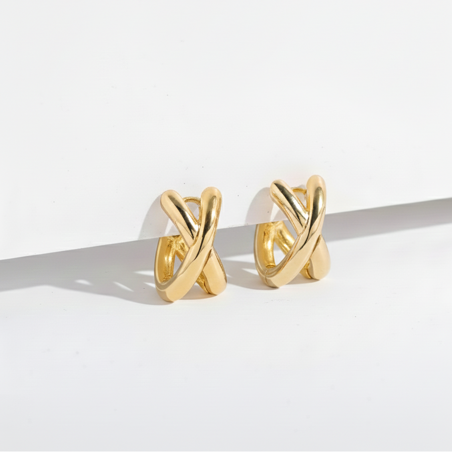 Criss-Cross Huggie Hoops
