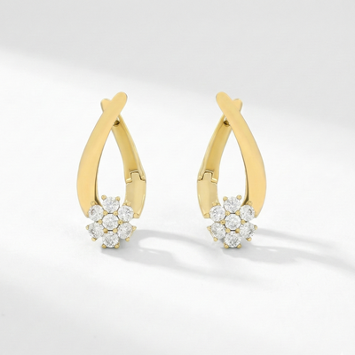 Floral Sparkle Gold Hoop Earrings – Anti-Tarnish | Eira Collections