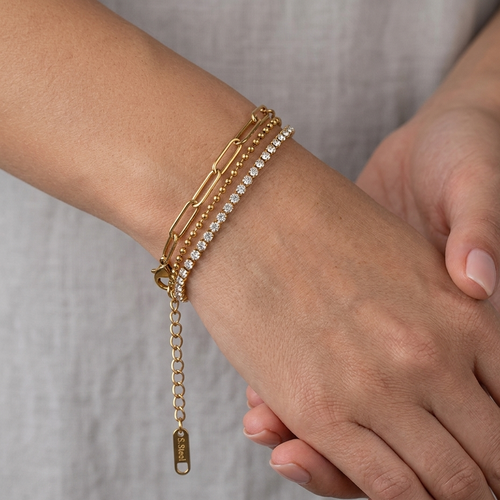 18K Gold Plated Layered Tennis Chain Bracelet