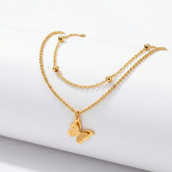 Golden Butterfly Layered Anklet