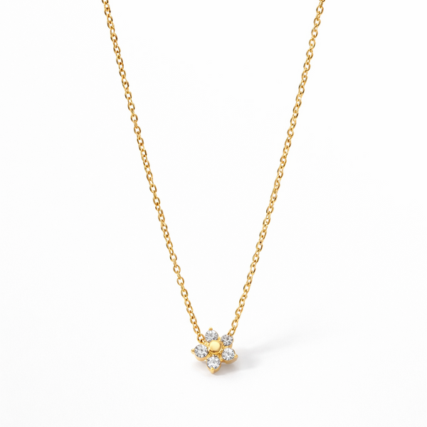 Golden Flower Crystal Pendant Necklace