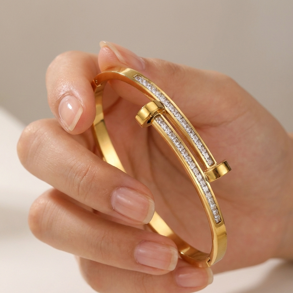 Elegant Dual-Line Gold Plated Kada
