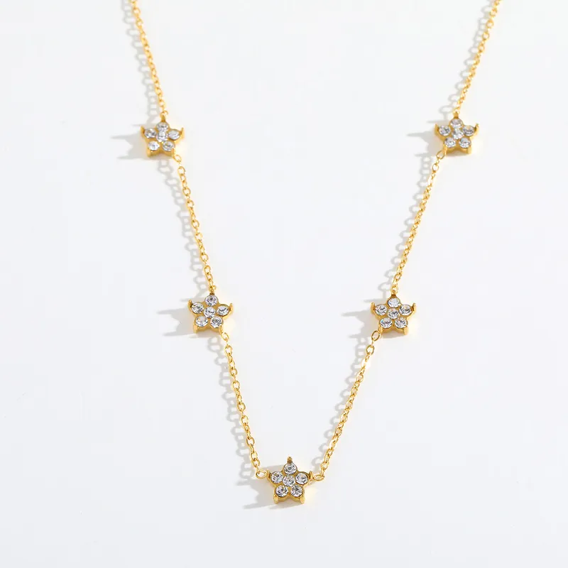 18K Gold Plated Zircon Flower Necklace