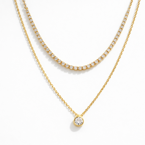 Double Drip Tennis Necklace