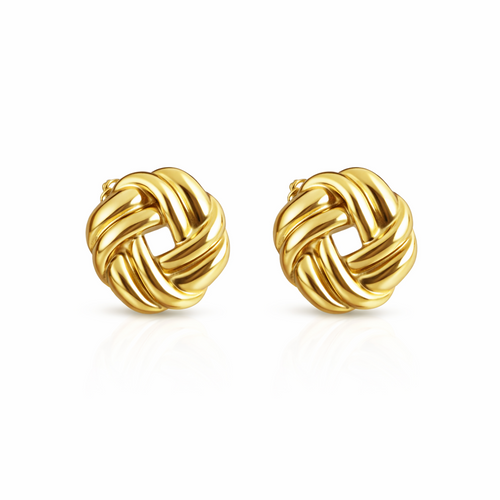Chunky Woven Knot Stud Earrings – 18K Gold Plated | Eira Collections
