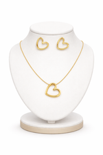 Gold plated Hollow hearts Necklace anf Earrings Set