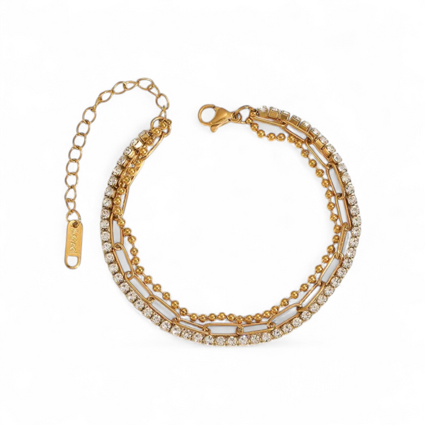 18K Gold Plated Layered Tennis Chain Bracelet