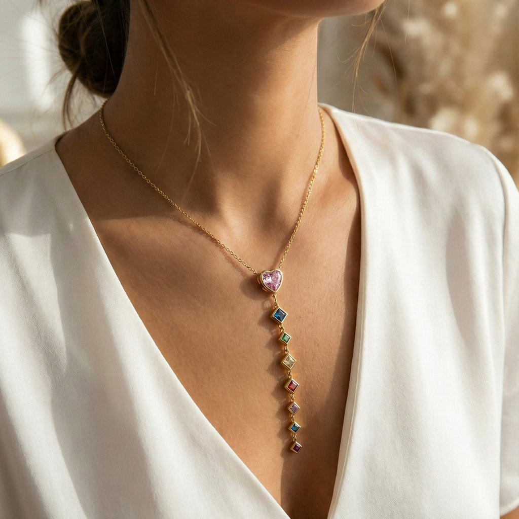 Aurora Heart Drop Necklace